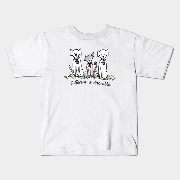 Different is Adorable Kids T-Shirt by worksofheart